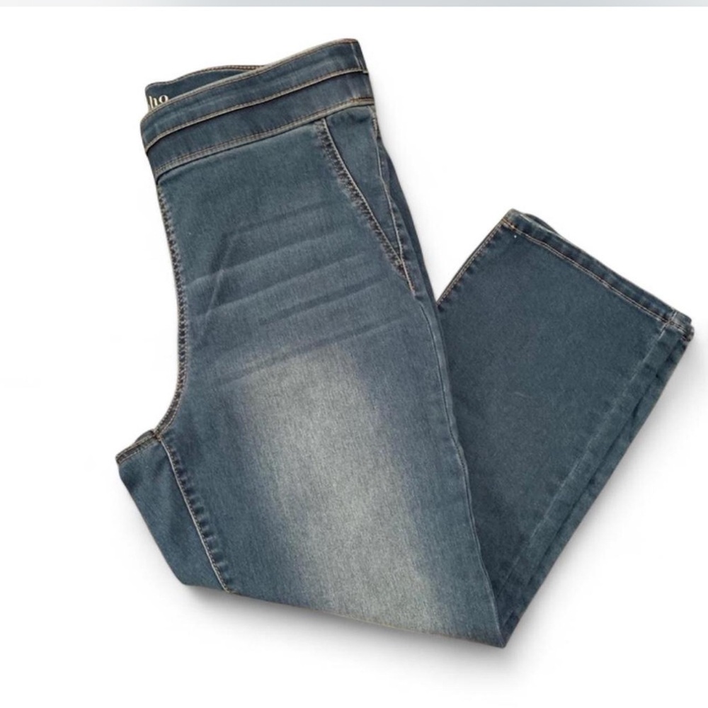 New York & Company High-Waist Cropped Denim Leggings | Dark Blue | Size M